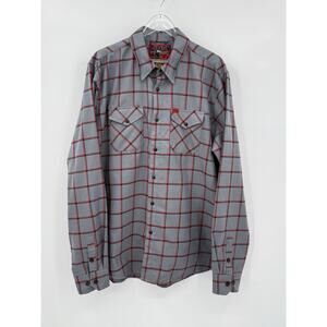Dixxon Flannel Co Smoke Eater Grey Red Plaid D-Tech Shirt Mens XLT Long Sleeve